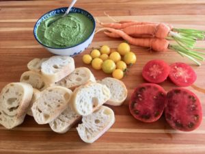 Homegrown veggies with homegrown nettle dip